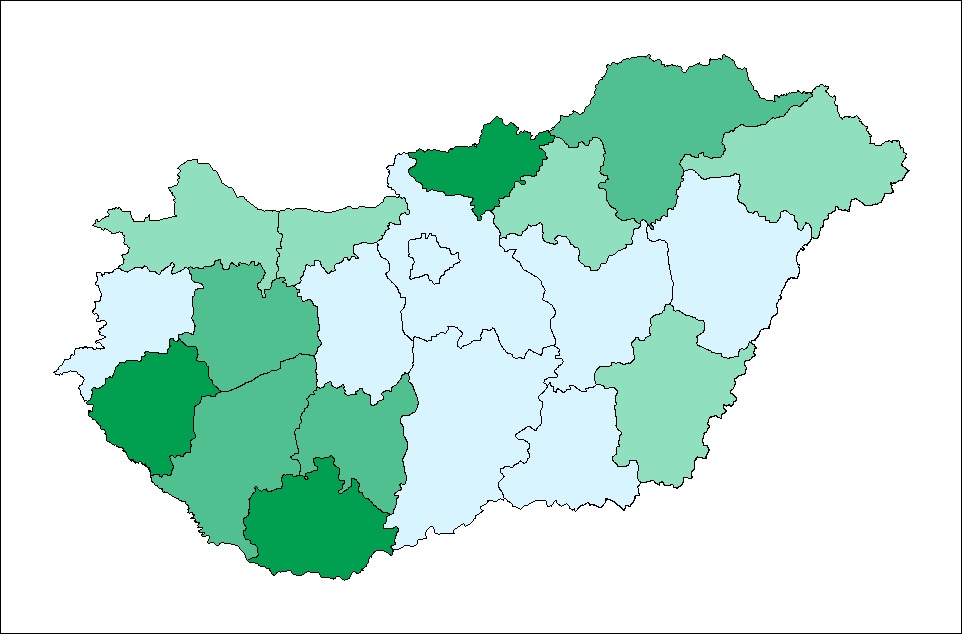 Szarvasok által okozott kár eloszlása