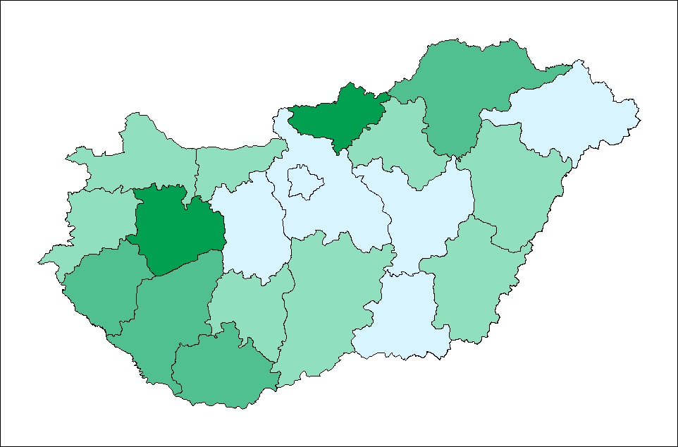 A vaddisznók által okozott vadkár országos eloszlása